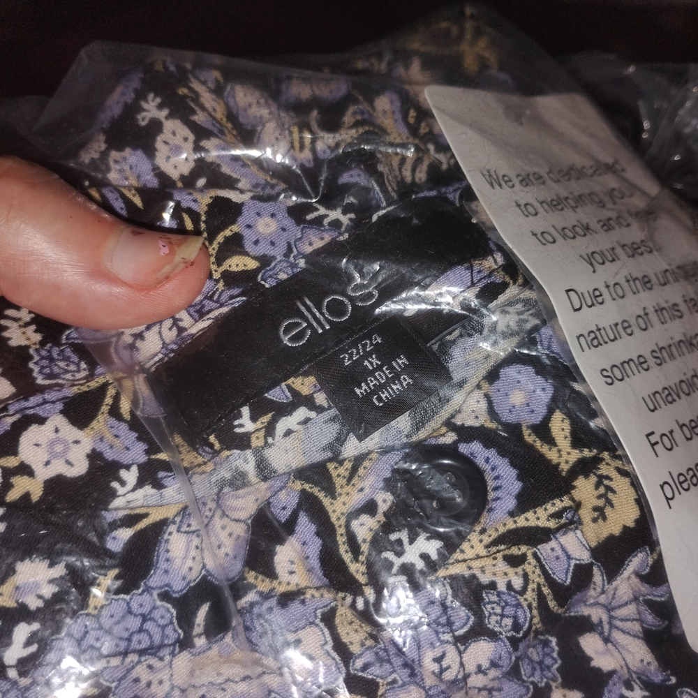 Ellos Black Midi Dress with Elegant Floral Design